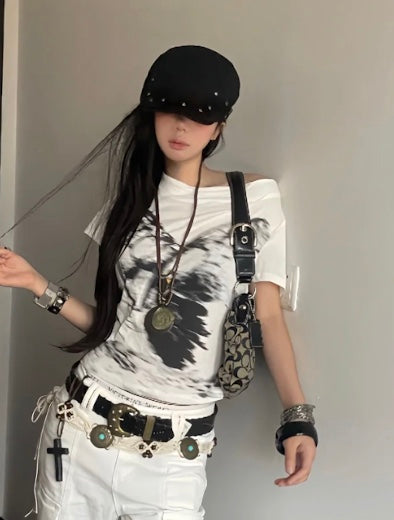 アシンメトリーダークコアTシャツ