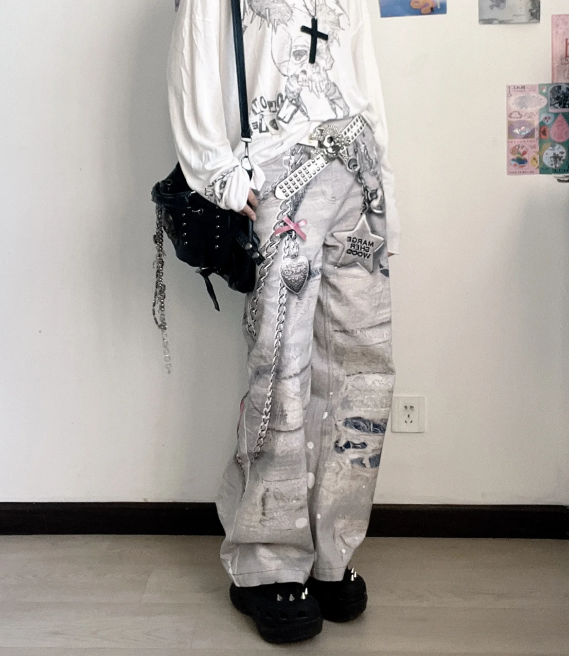 チェーンチャームデザインデニム