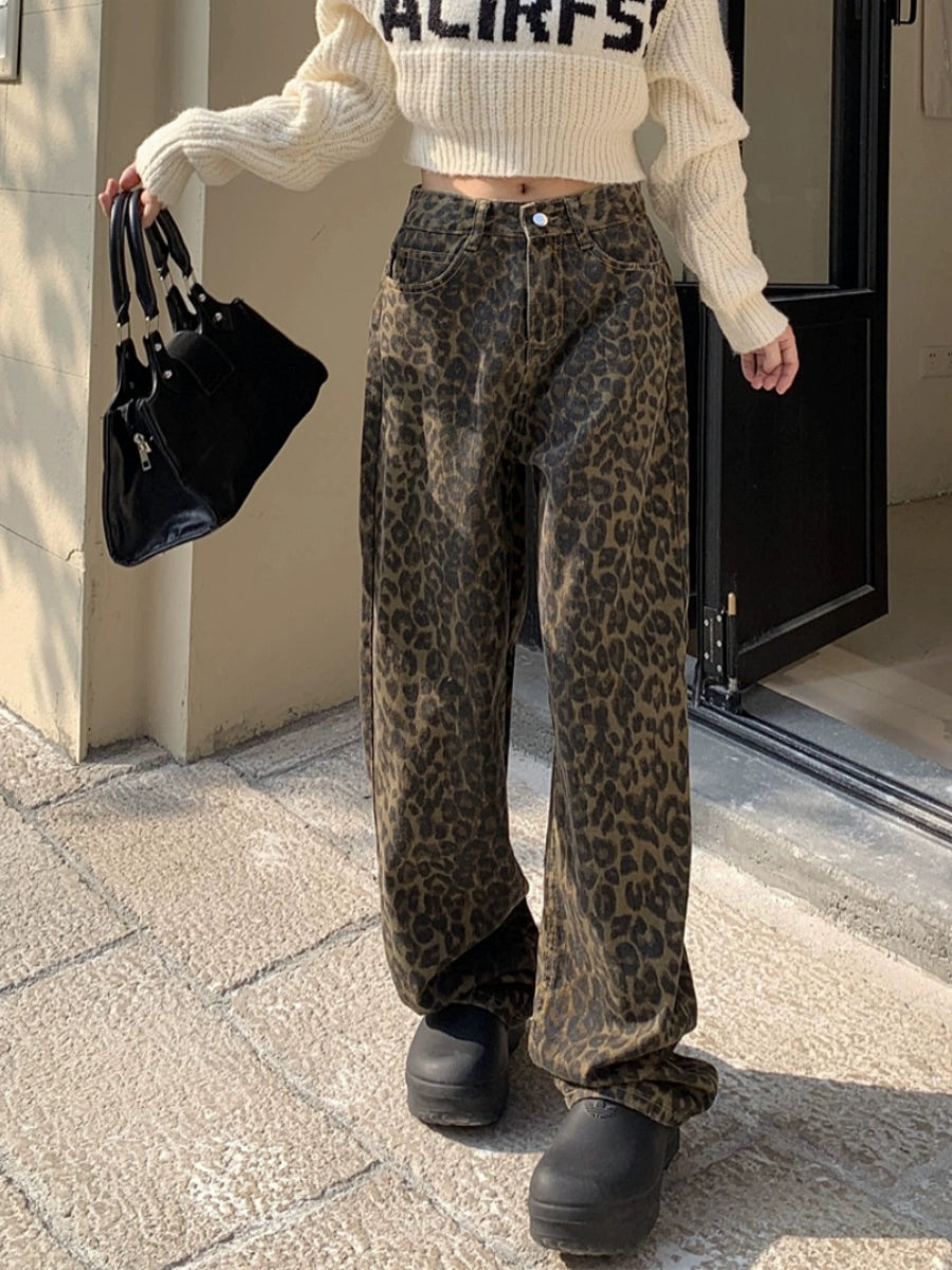 レオパードデニムパンツ