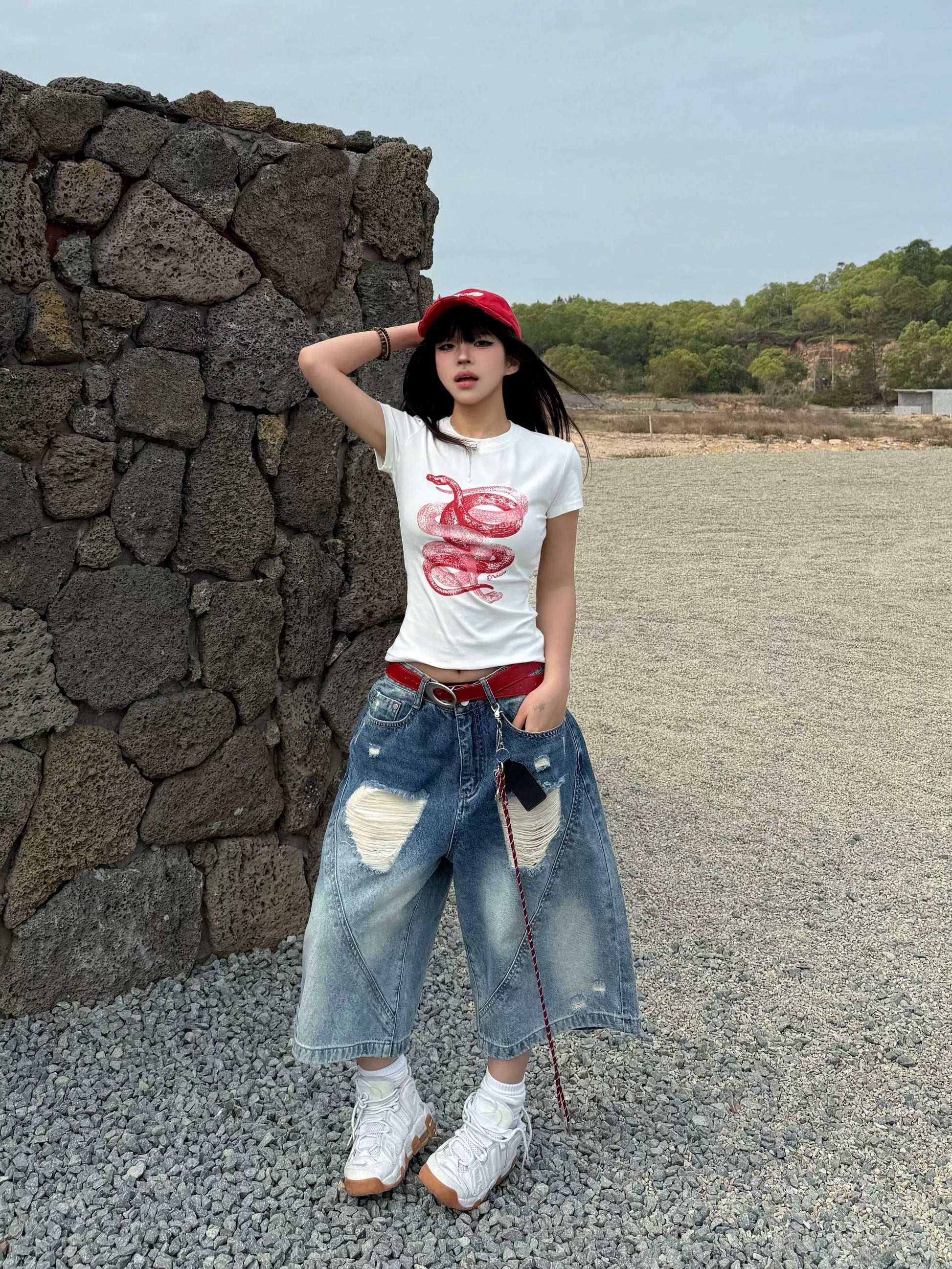 スネーククロップドTシャツ