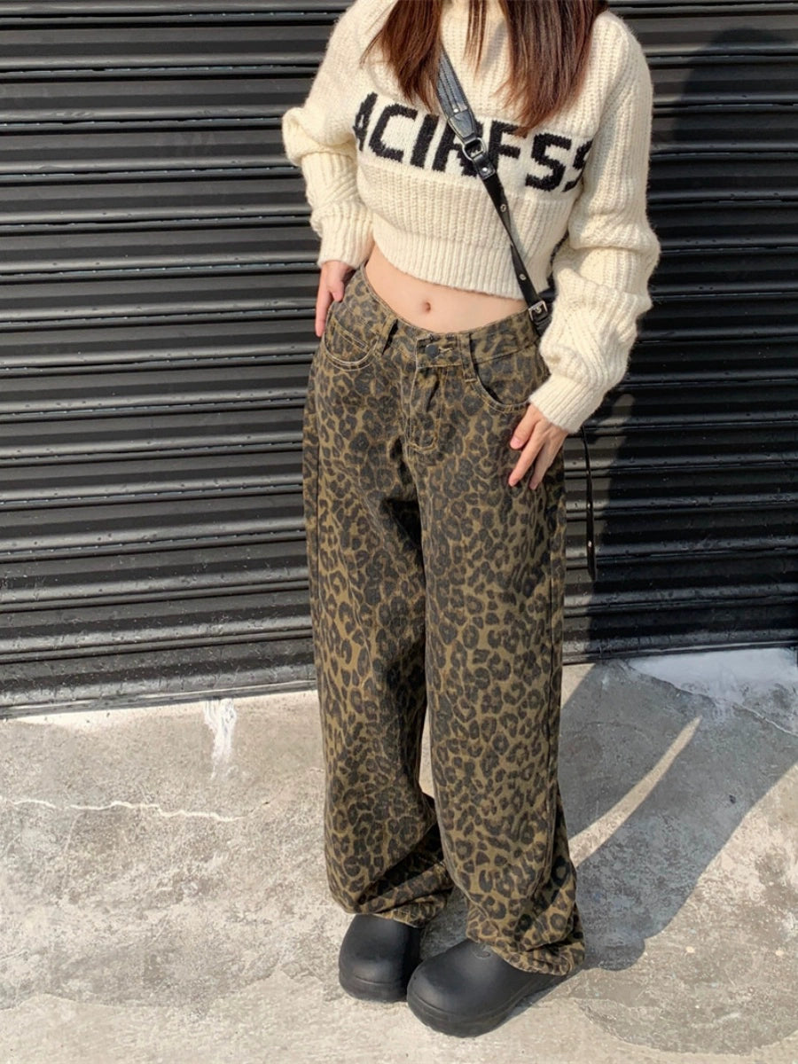 レオパードデニムパンツ