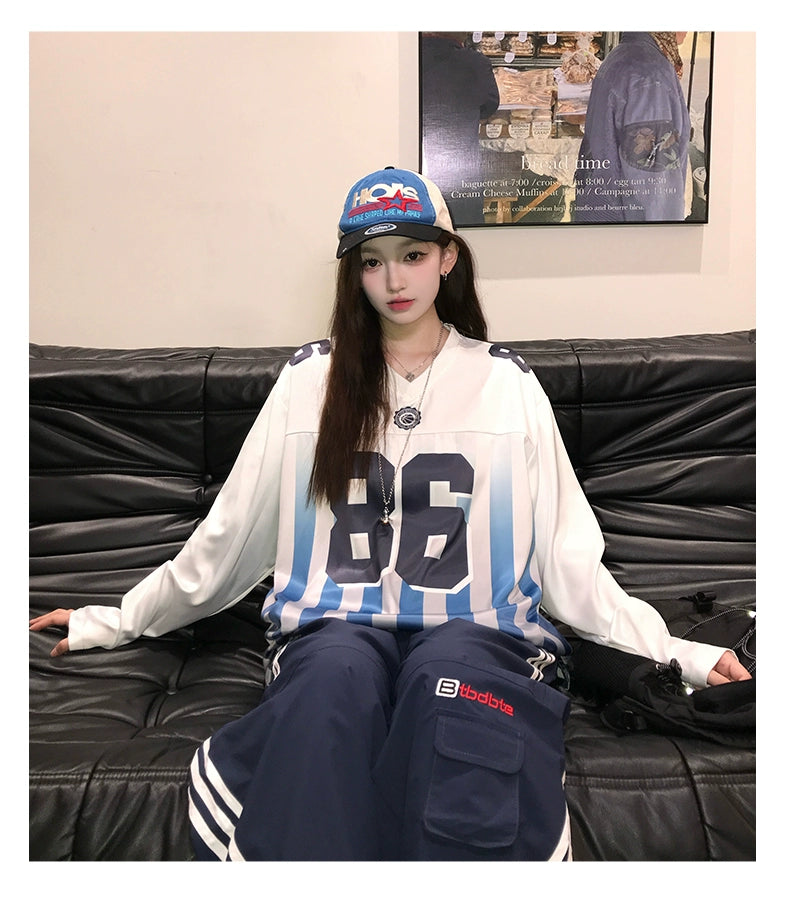 グラデーションストライプユニフォームTシャツ AND89
