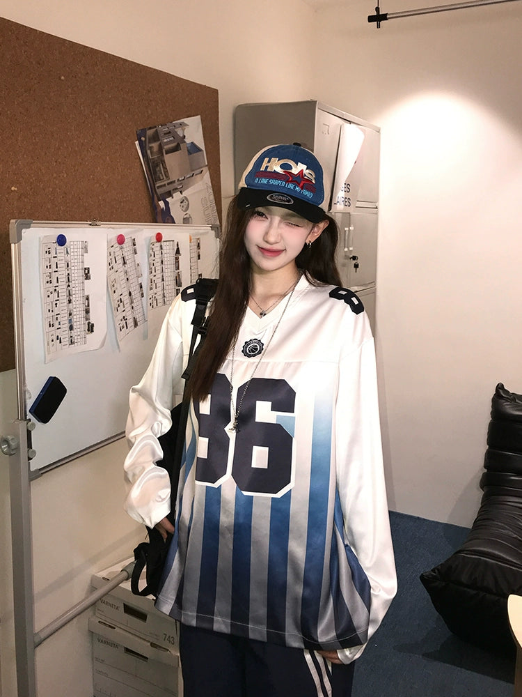 グラデーションストライプユニフォームTシャツ AND89