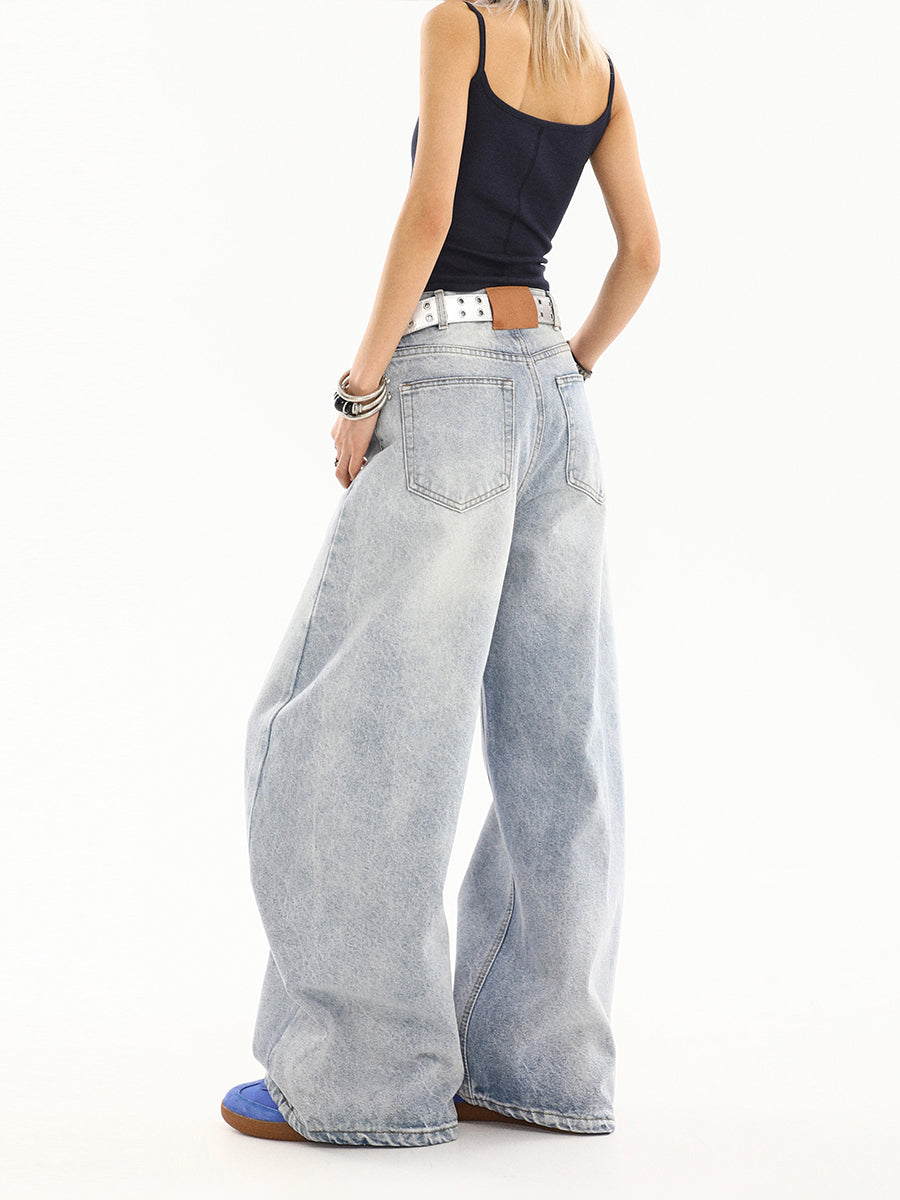 ウォッシュドライトワイドデニムパンツ KDS372