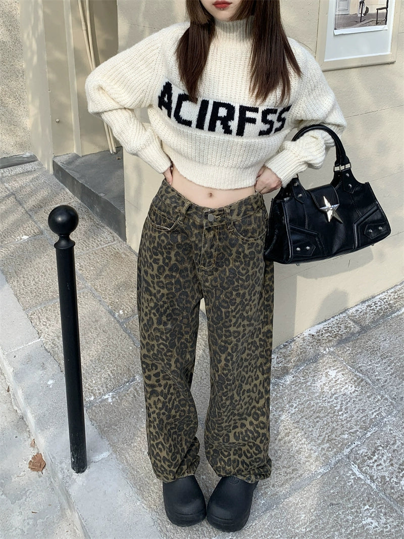 レオパードデニムパンツ