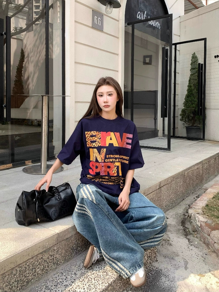 ヴィンテージウォッシュドサイドラインデニムパンツ