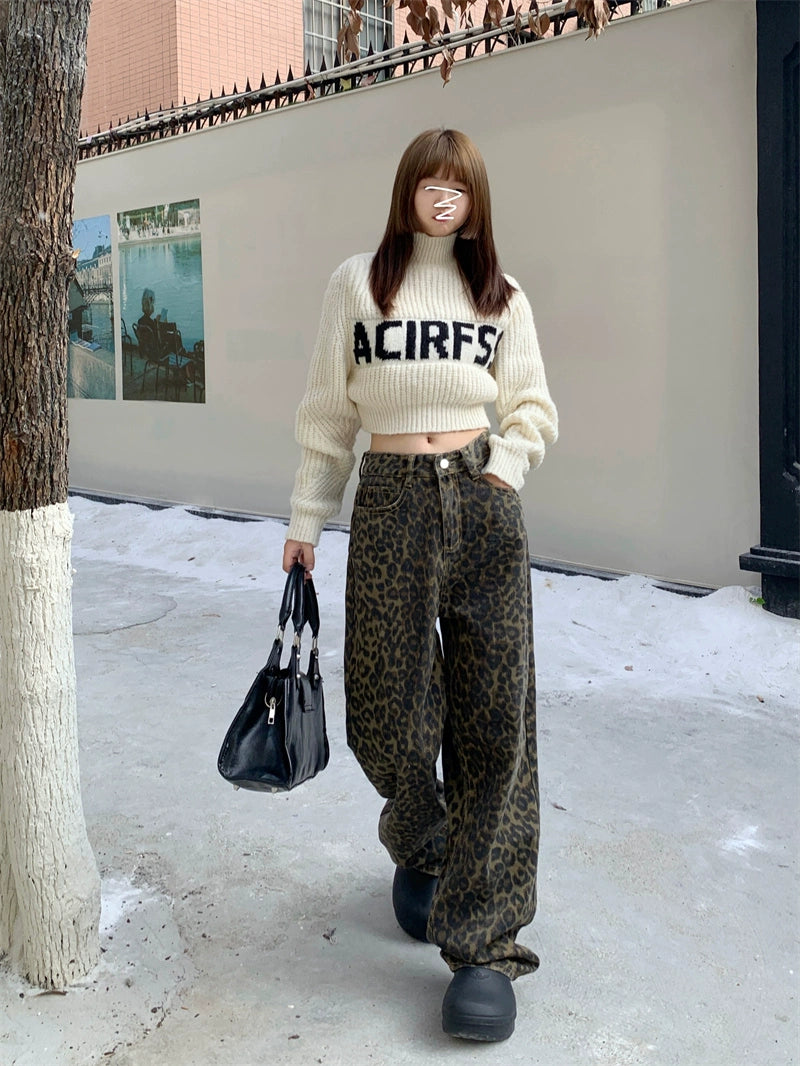 レオパードデニムパンツ