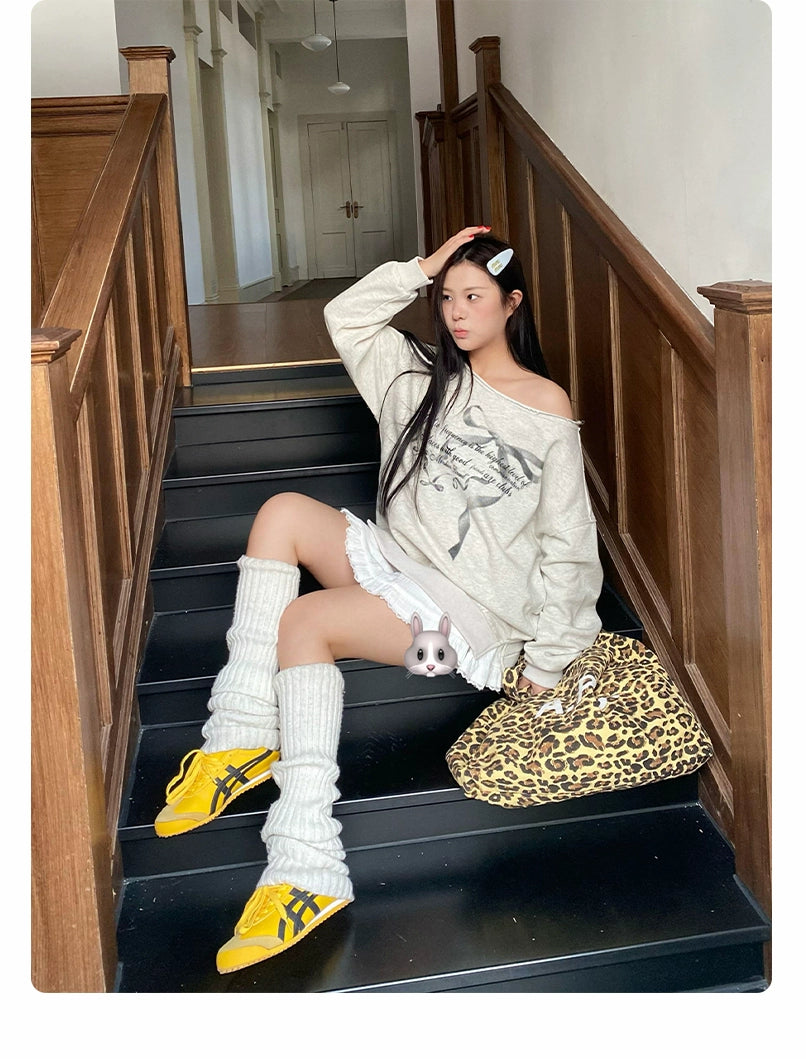 リボンデザインオフショルダースウェット KI102