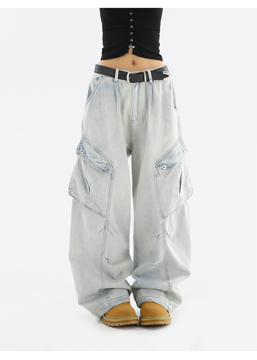 ビッグポケットウォッシュドワイドデニムパンツ KDS374