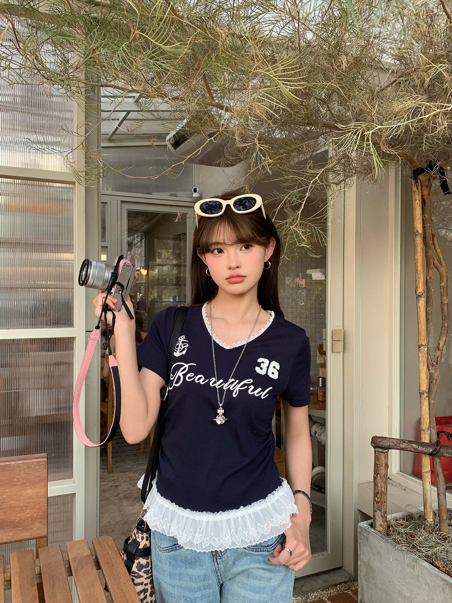 レースフリルスポーティーTシャツ V120