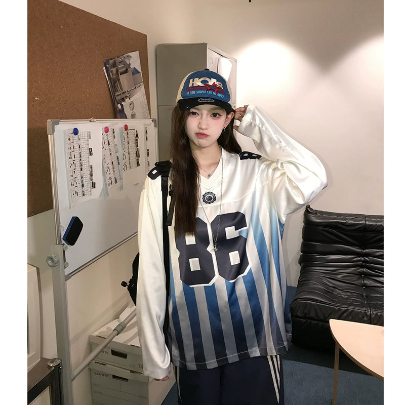 グラデーションストライプユニフォームTシャツ AND89