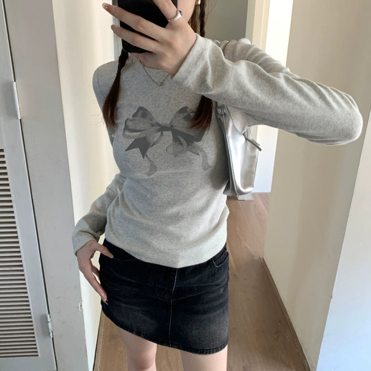 リボンデザインロングスリーブTシャツ