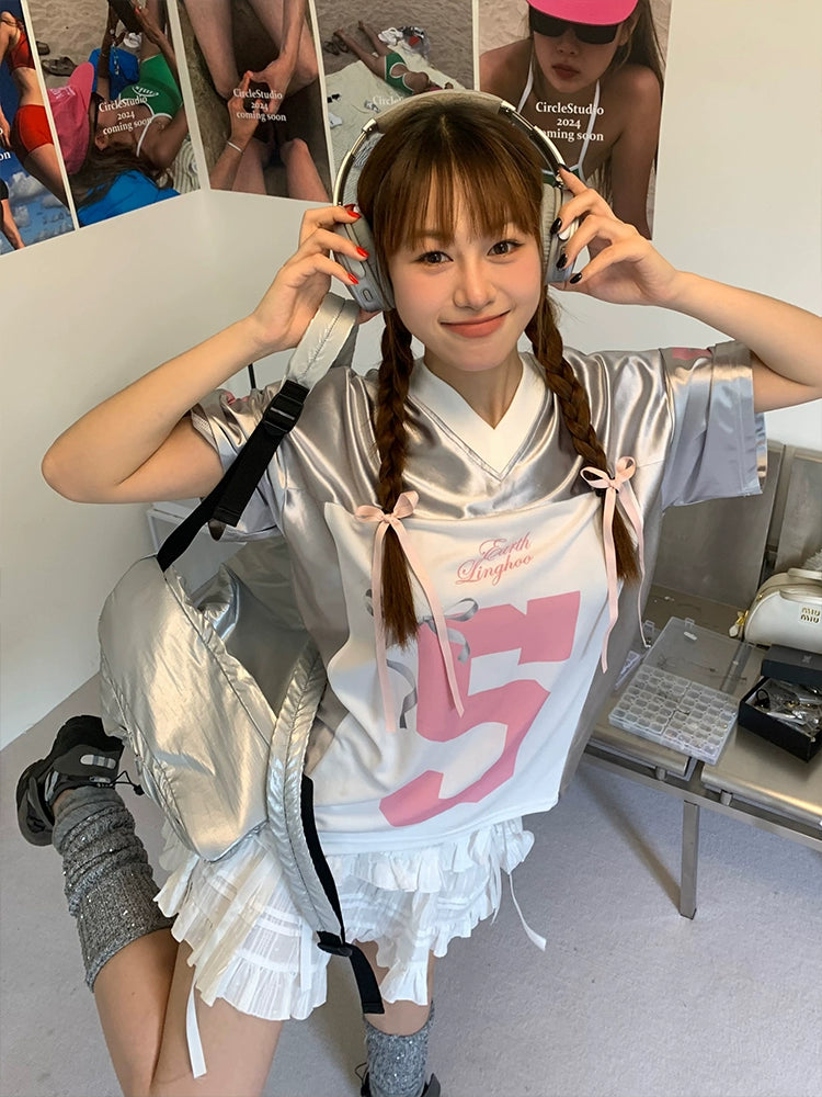 シルバースリーブフットボールシャツ KOR46