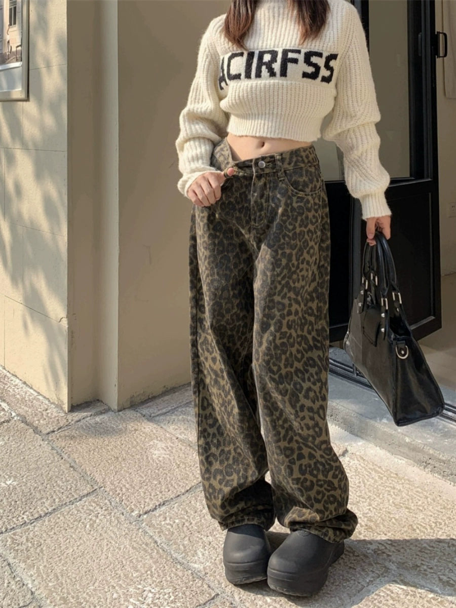 レオパードデニムパンツ