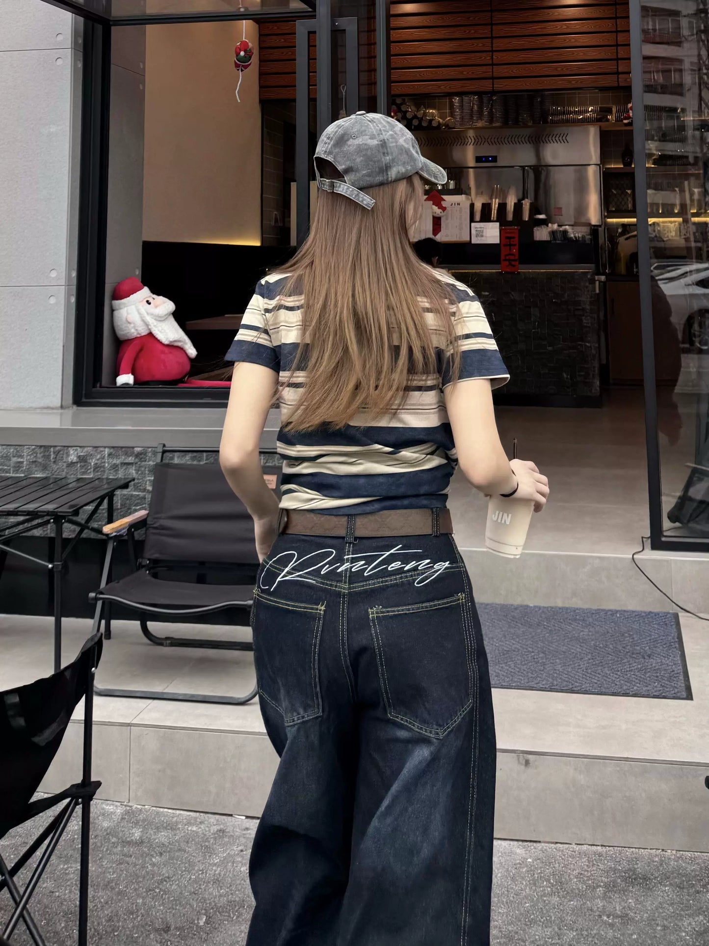 バックロゴワイドデニムパンツ