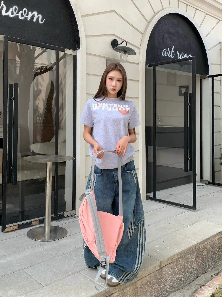 ヴィンテージウォッシュドサイドラインデニムパンツ