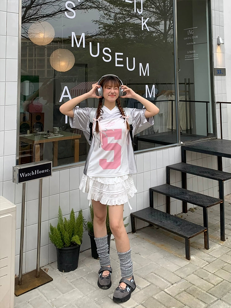 シルバースリーブフットボールシャツ KOR46