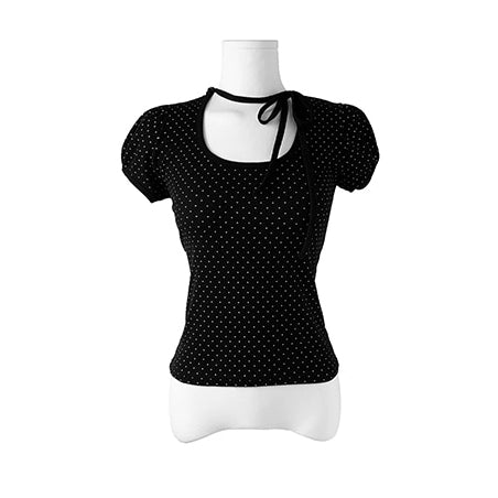 ドットクルーネックストラップTシャツ