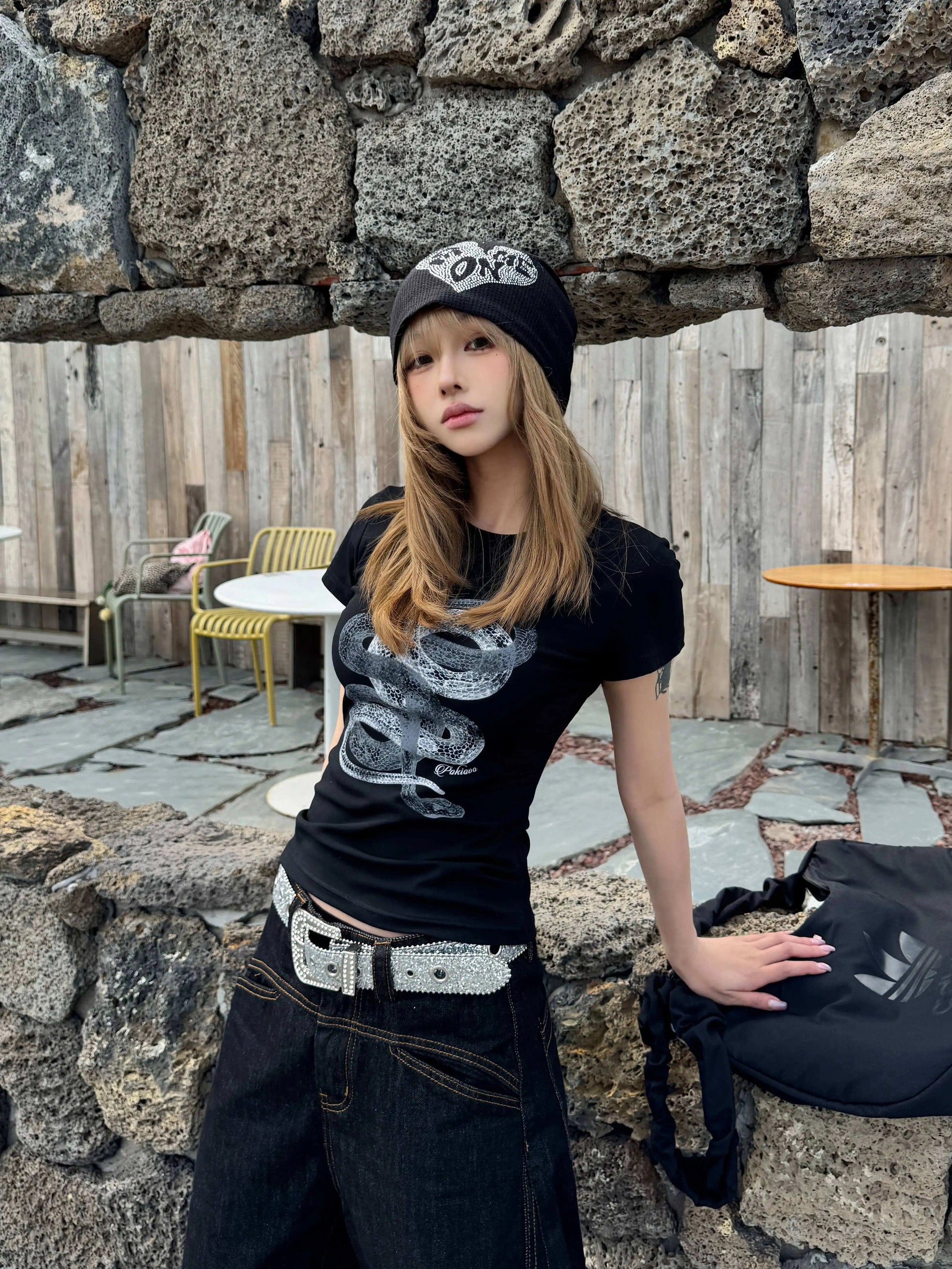 スネーククロップドTシャツ