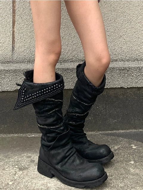 ルーズシャフトスタッズブーツ