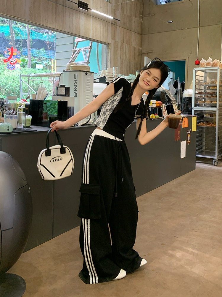 レースクロップドTシャツ