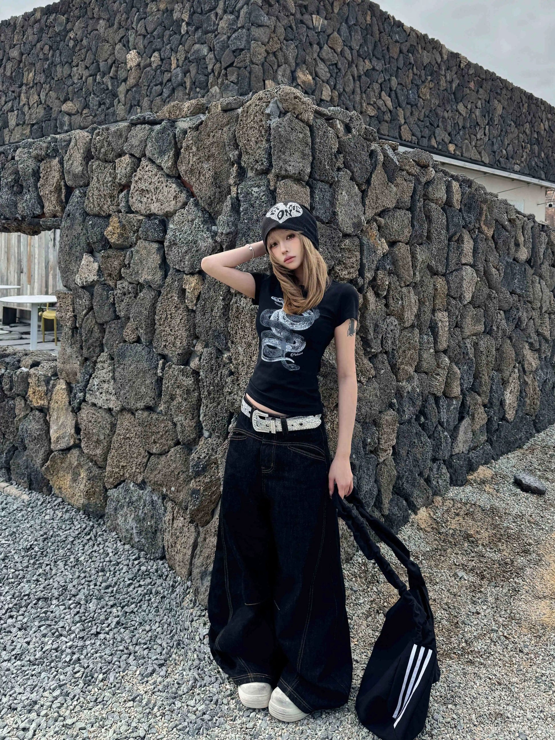 スネーククロップドTシャツ