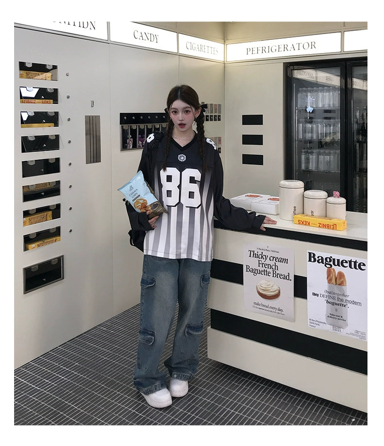 グラデーションストライプユニフォームTシャツ AND89