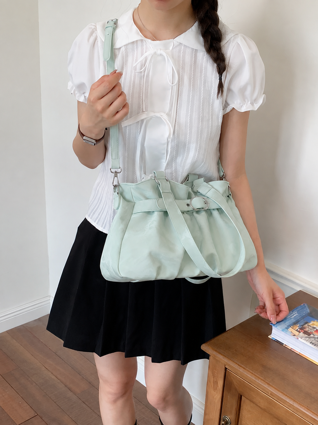ミントカラー2wayショルダーバッグ