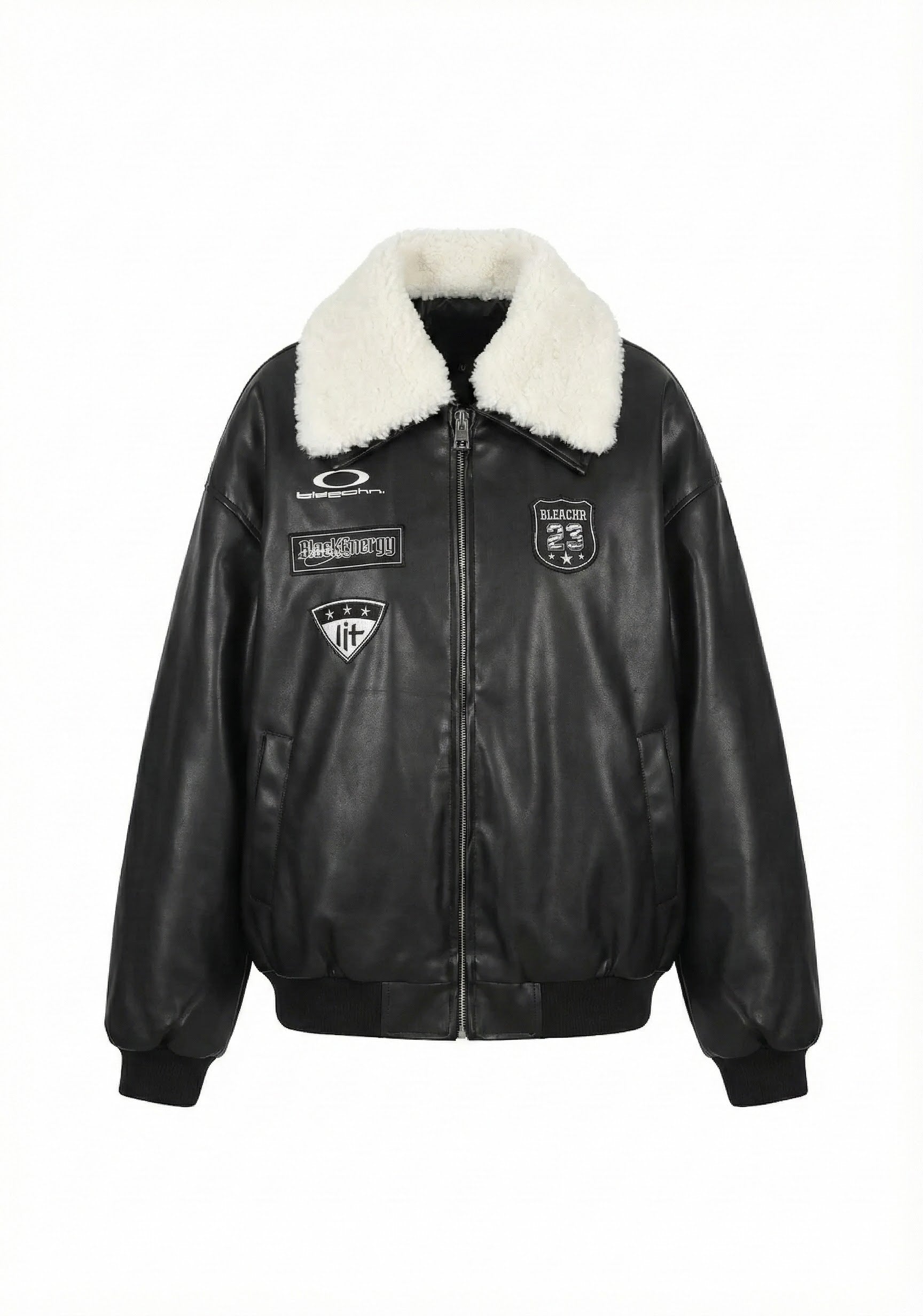 PUレザーオーバーサイズボアジャケット(ファー取り外し可能)