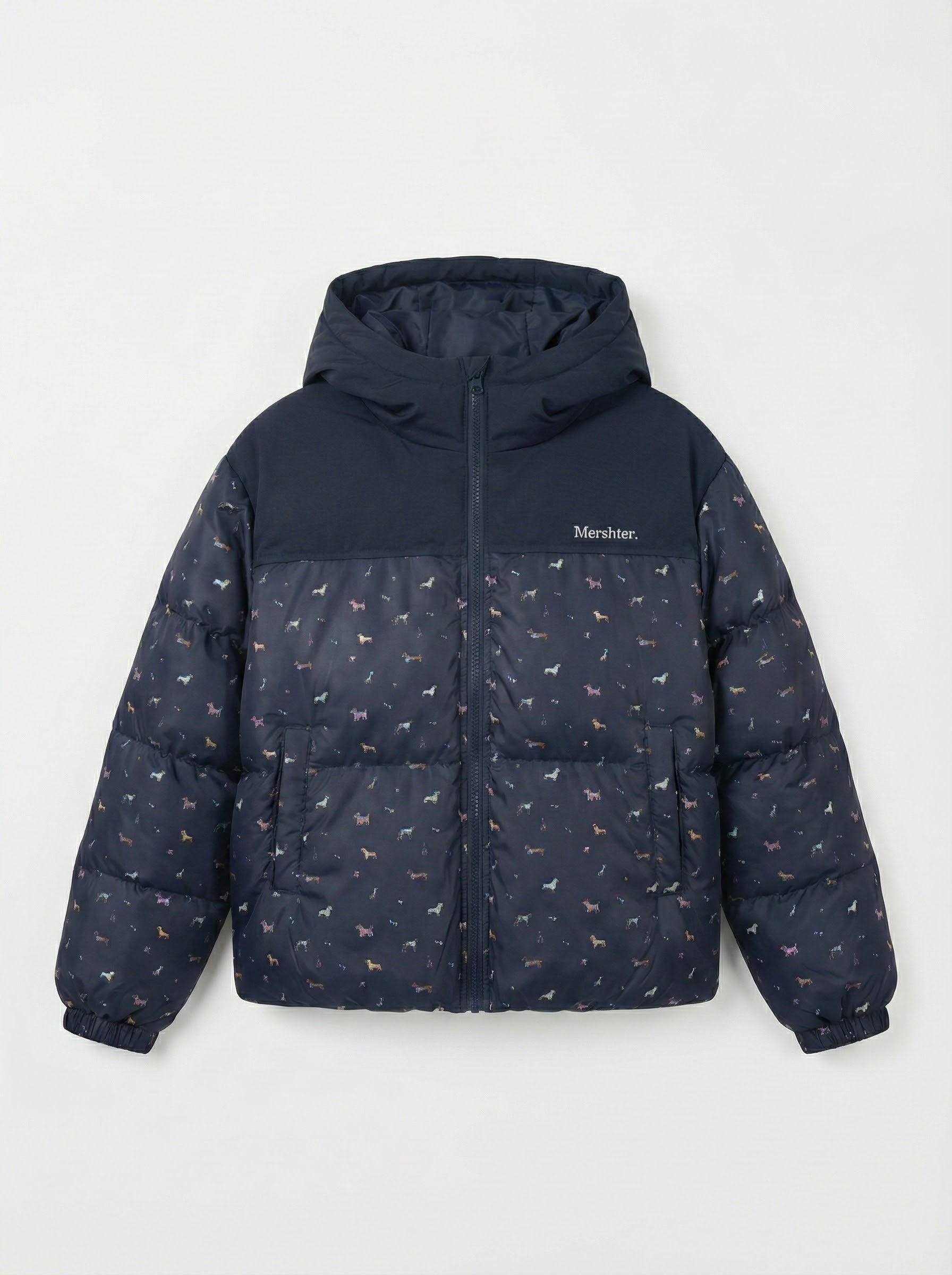 ドッグパターンショートダウンジャケット