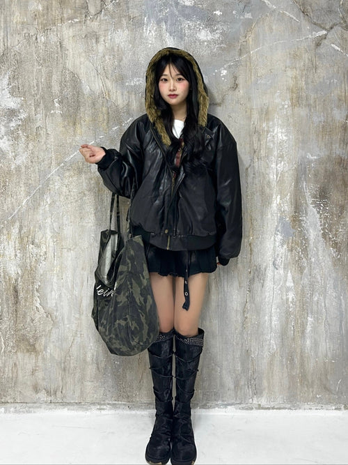 リバーシブルレザーファーオーバージャケット