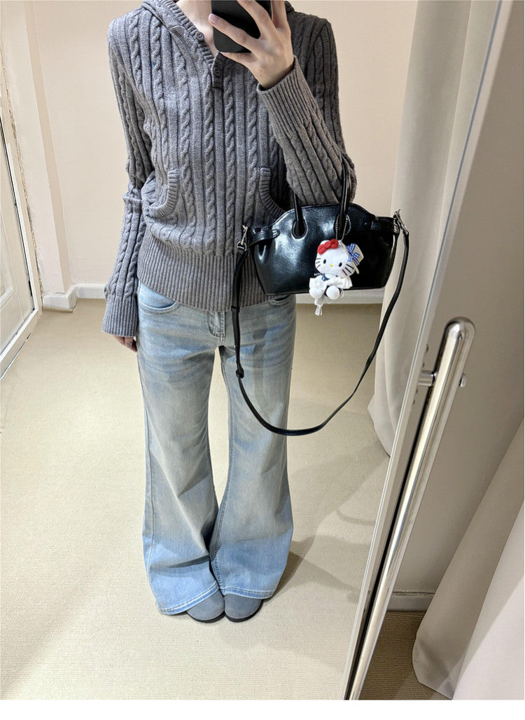 ケーブルニットパーカー