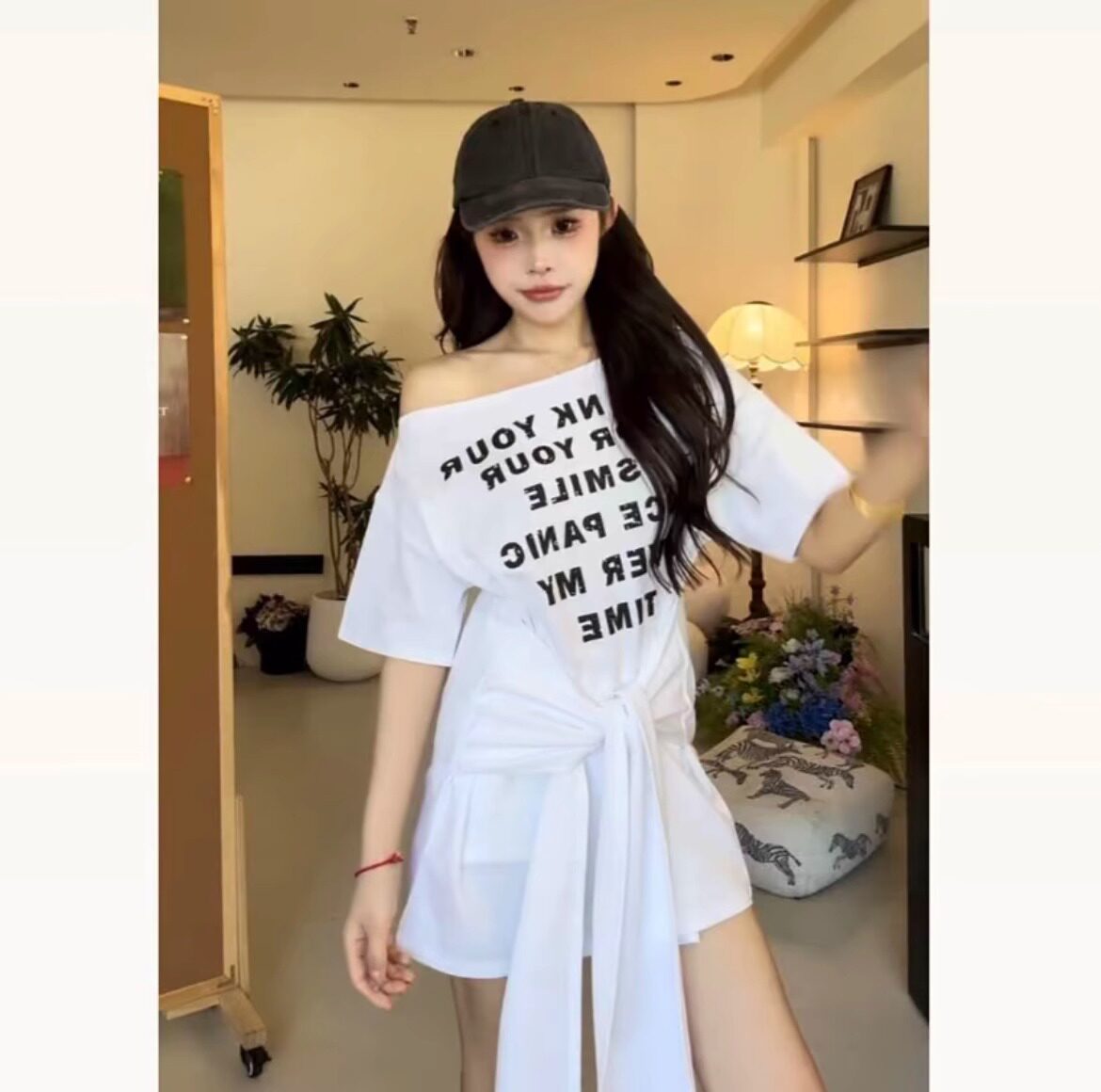 ワンショルリボンTワンピ