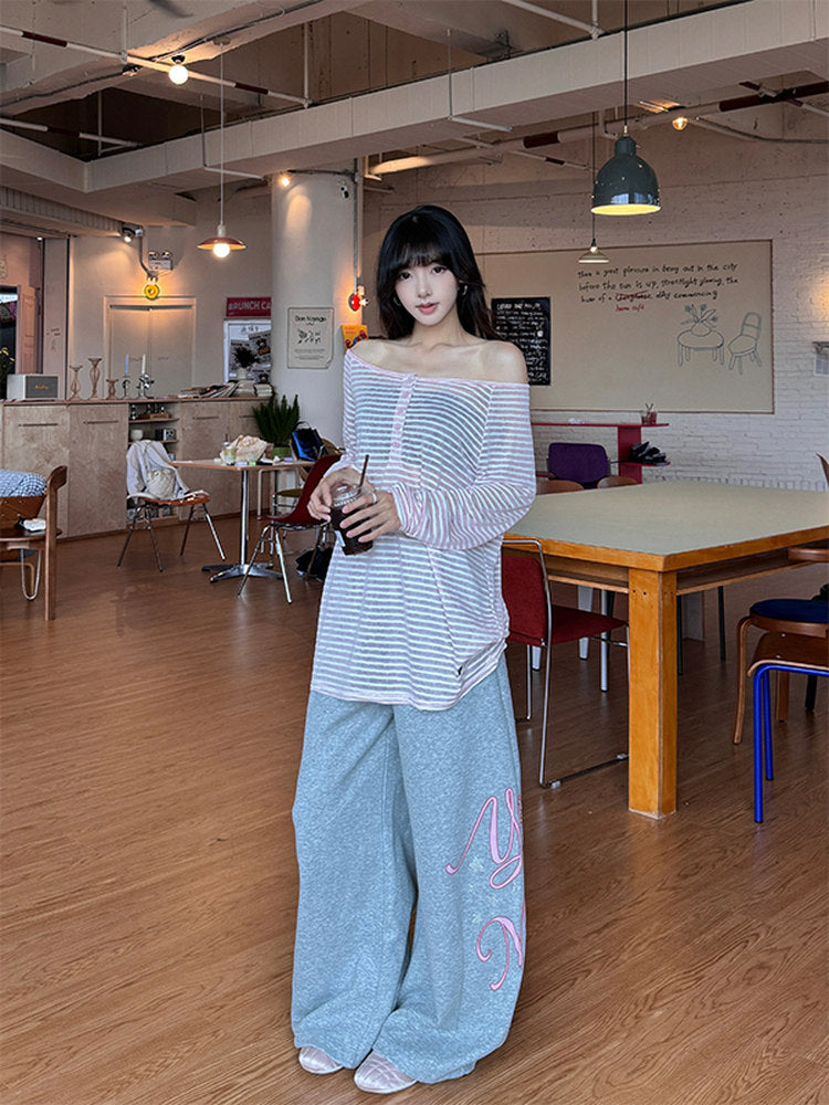 ルーズシルエット ロゴスウェットパンツ