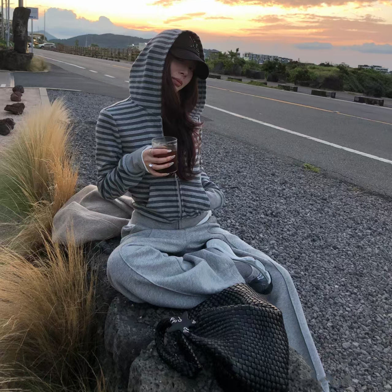 グレースモークボーダージップパーカー