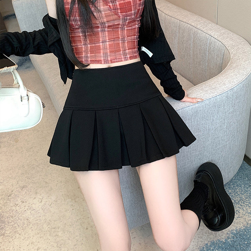 ハイウエスト プリーツミニスカート