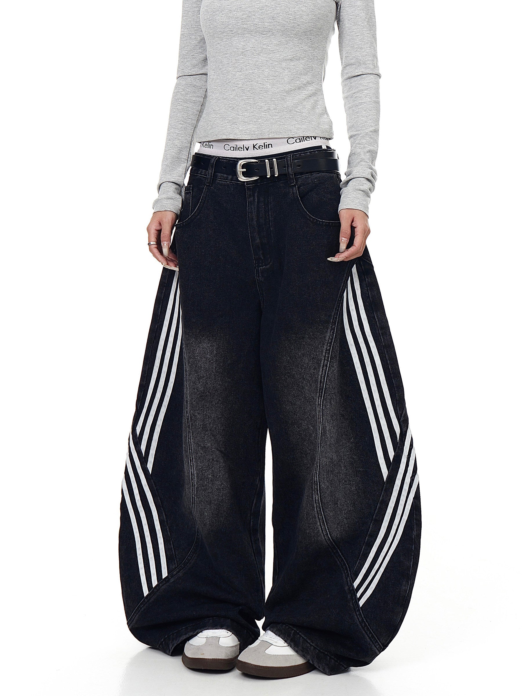 トラックライン ワイドデニム