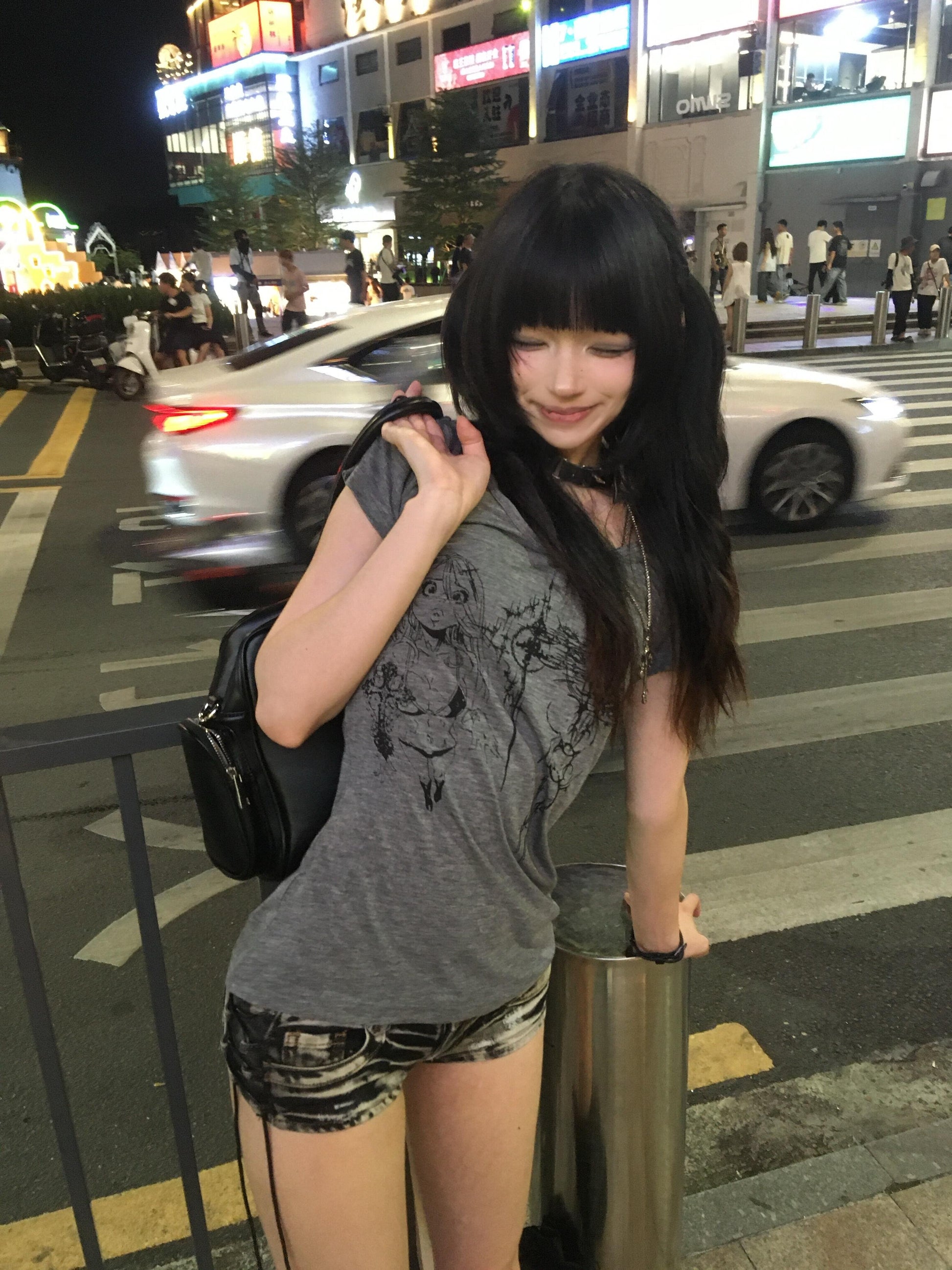 Y2KスケッチプリントタイトT