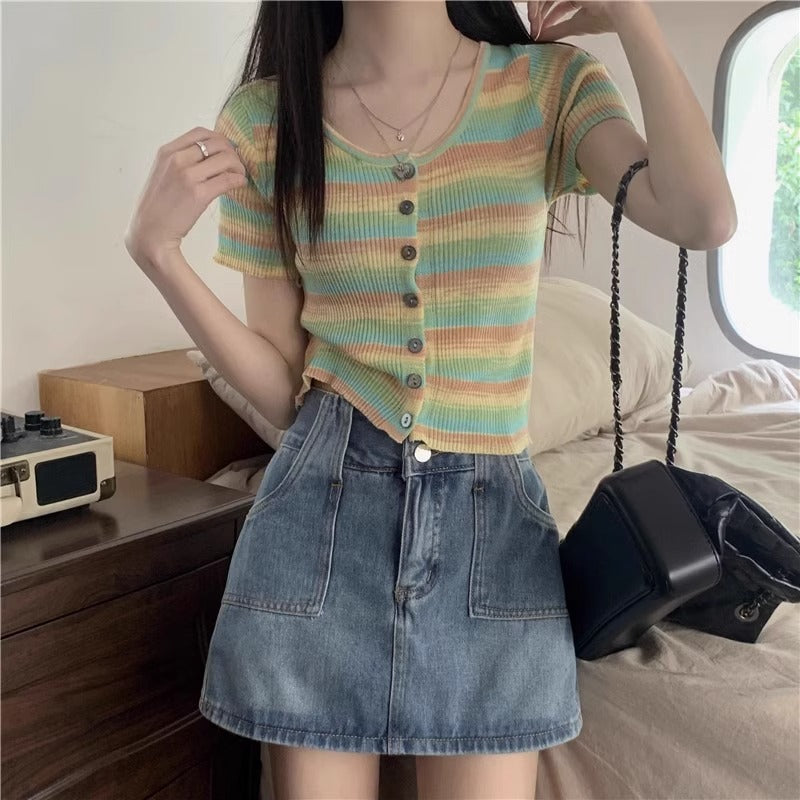 グラデーションボーダーサマーニット