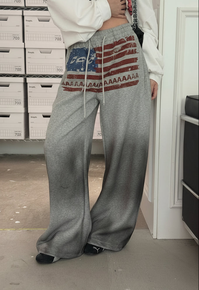 ヴィンテージUSAフラッグ ワイドスウェットパンツ
