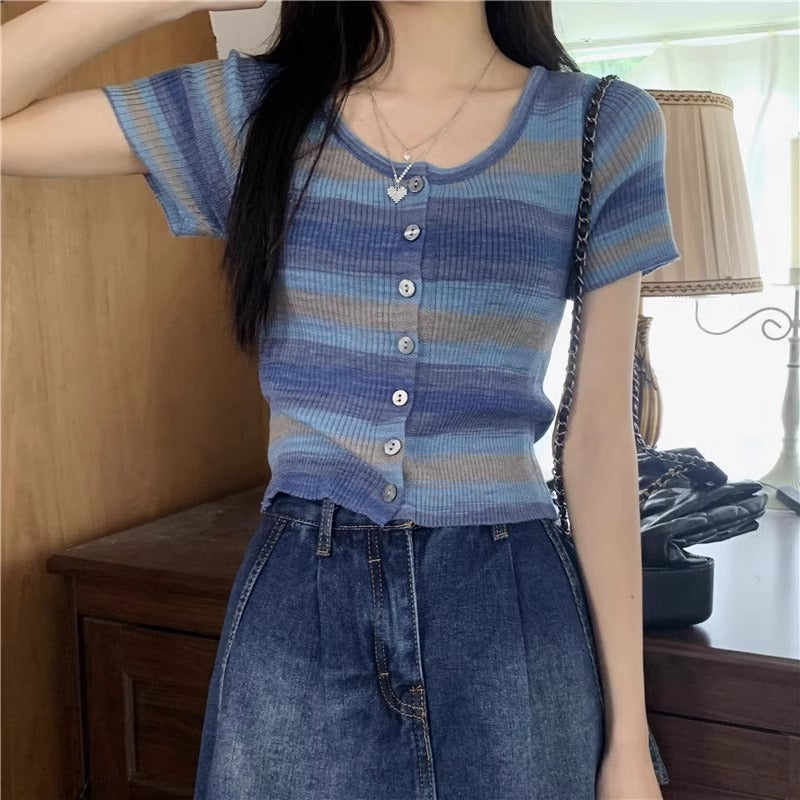 グラデーションボーダーサマーニット