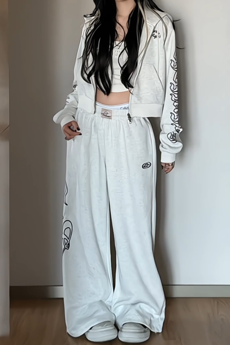 フレイムロゴ クロップドスウェットセットアップ