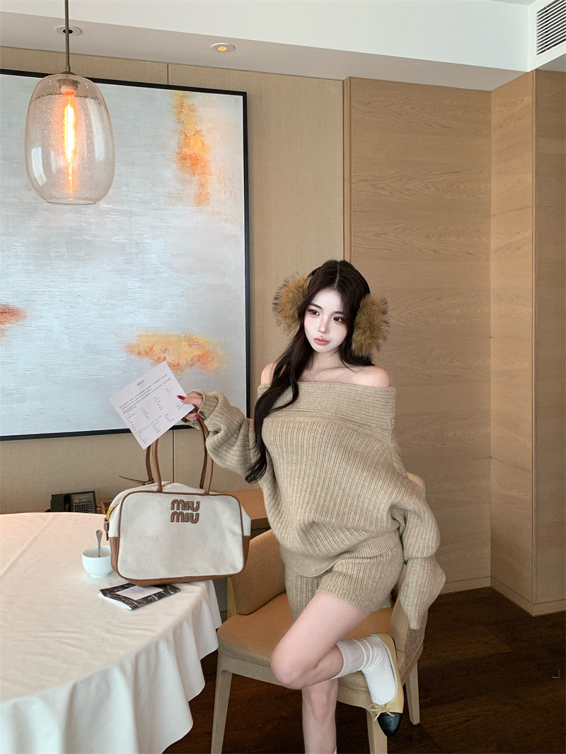 オフショルニットセットアップ