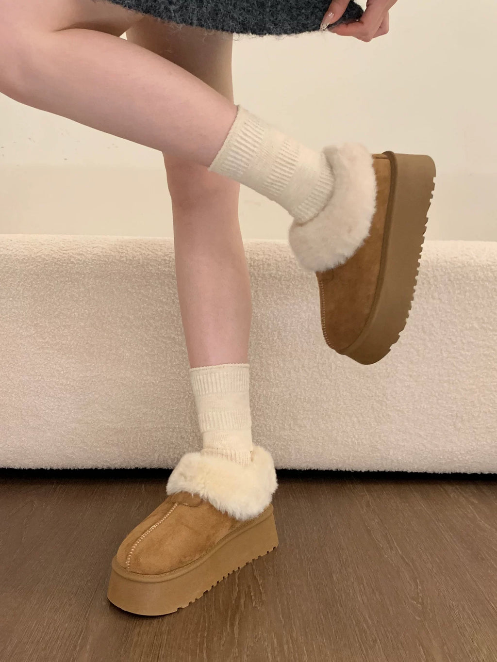 スノーファー ショートブーツ