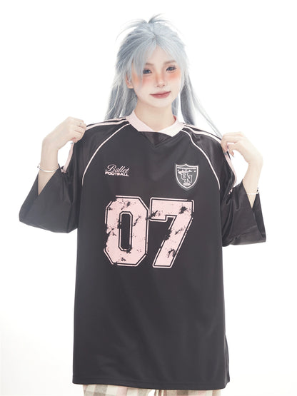 07リボンデザインサッカーTシャツ KOR576