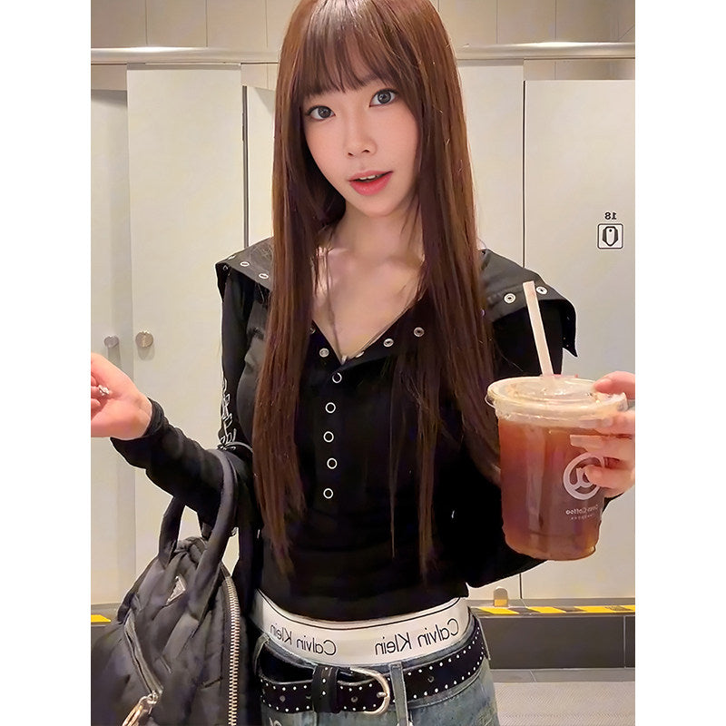 フロントボタン クロスデザイントップス