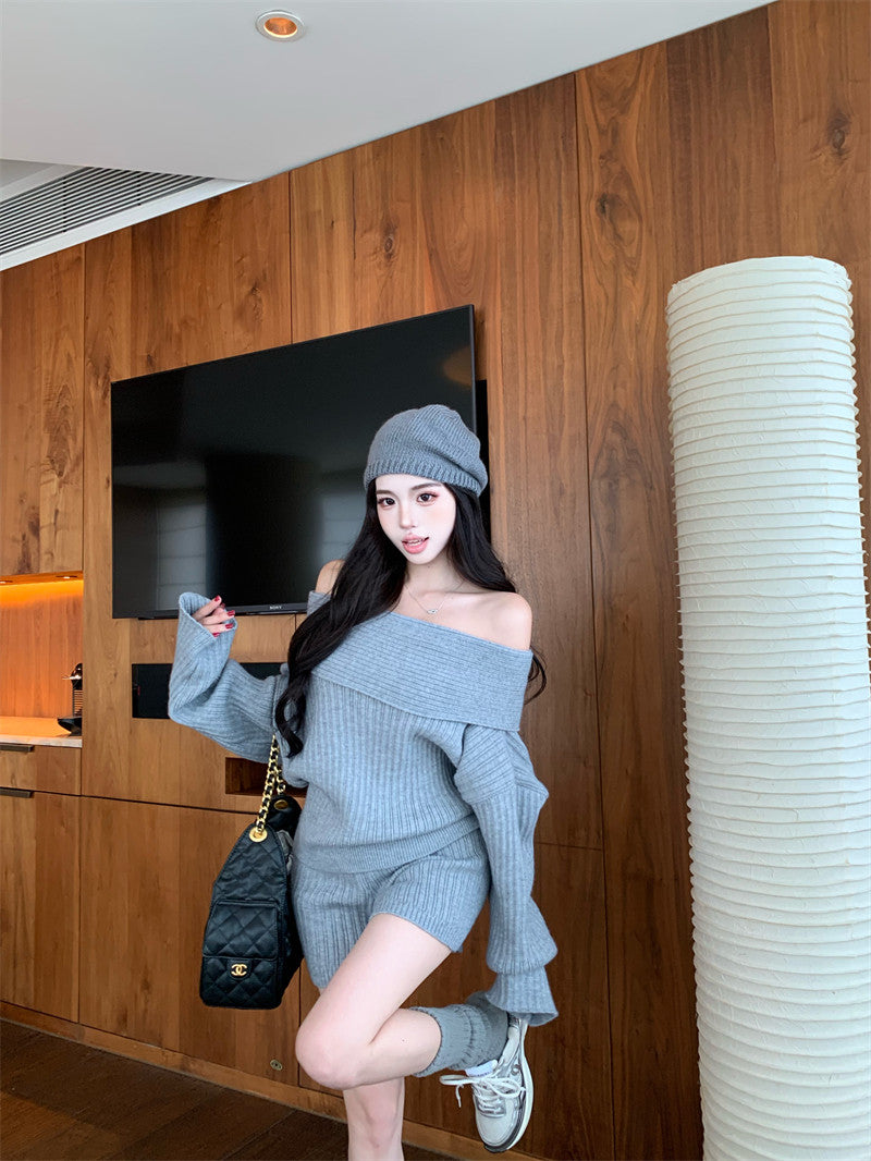 オフショルニットセットアップ