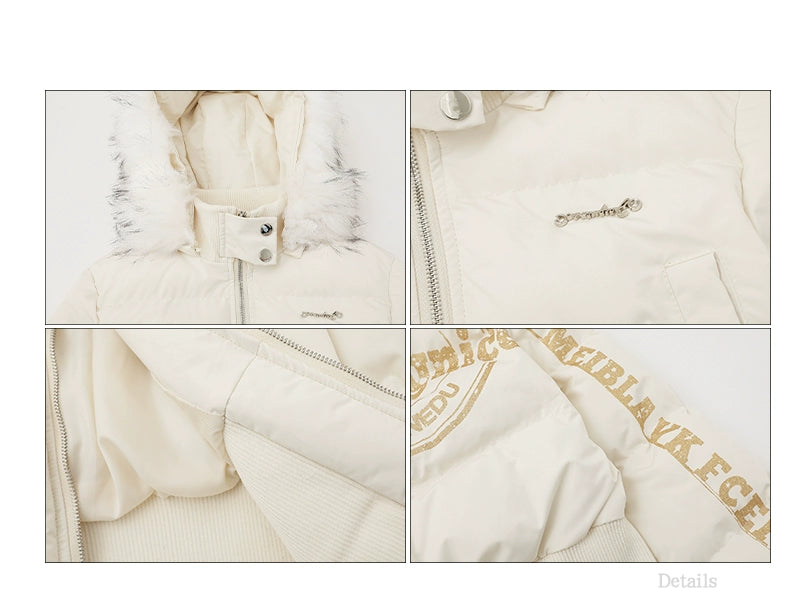 ファーフードショートダウンジャケット(ファー取り外し可能)