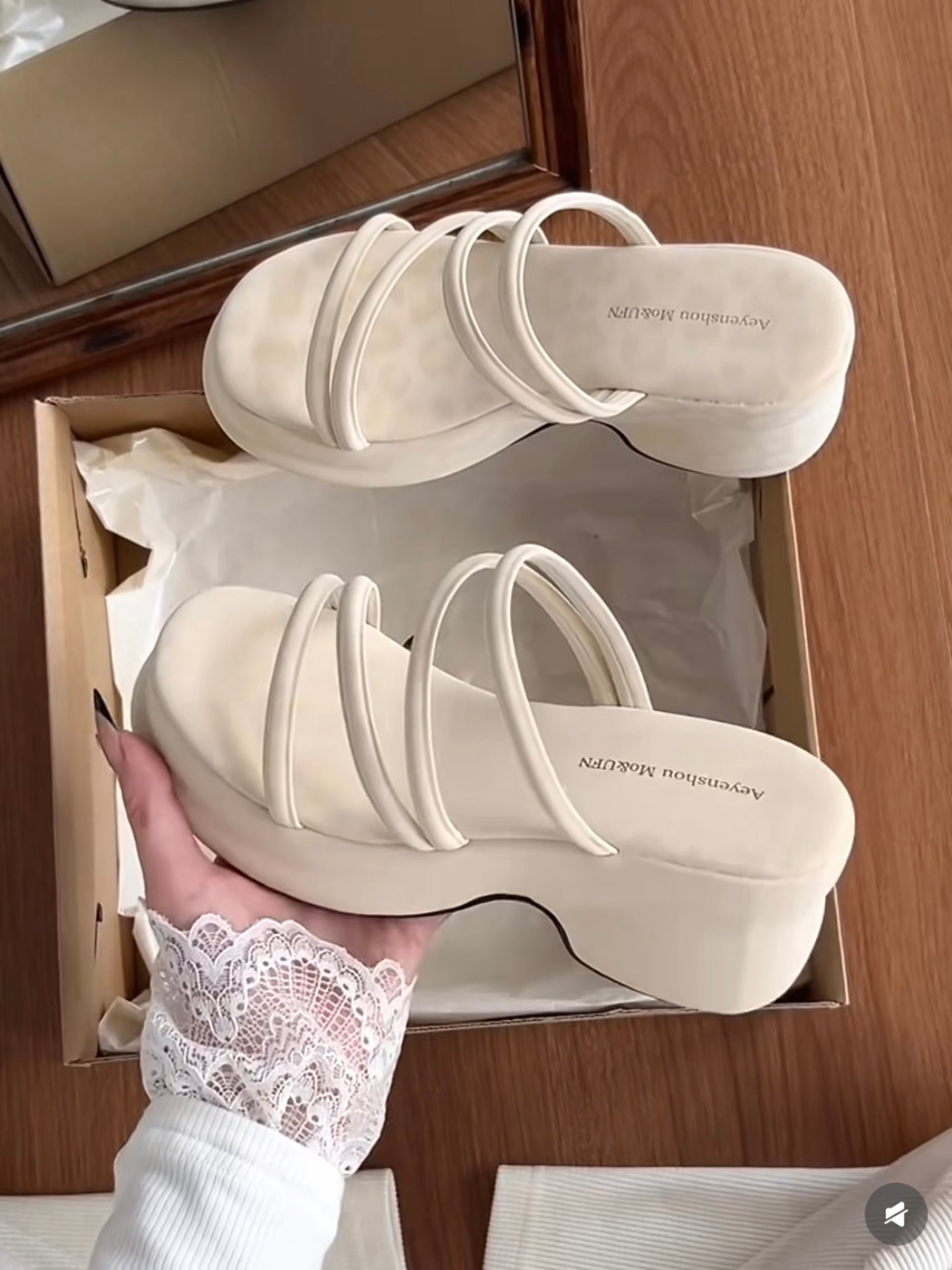 レオパードクロスストラップサンダル