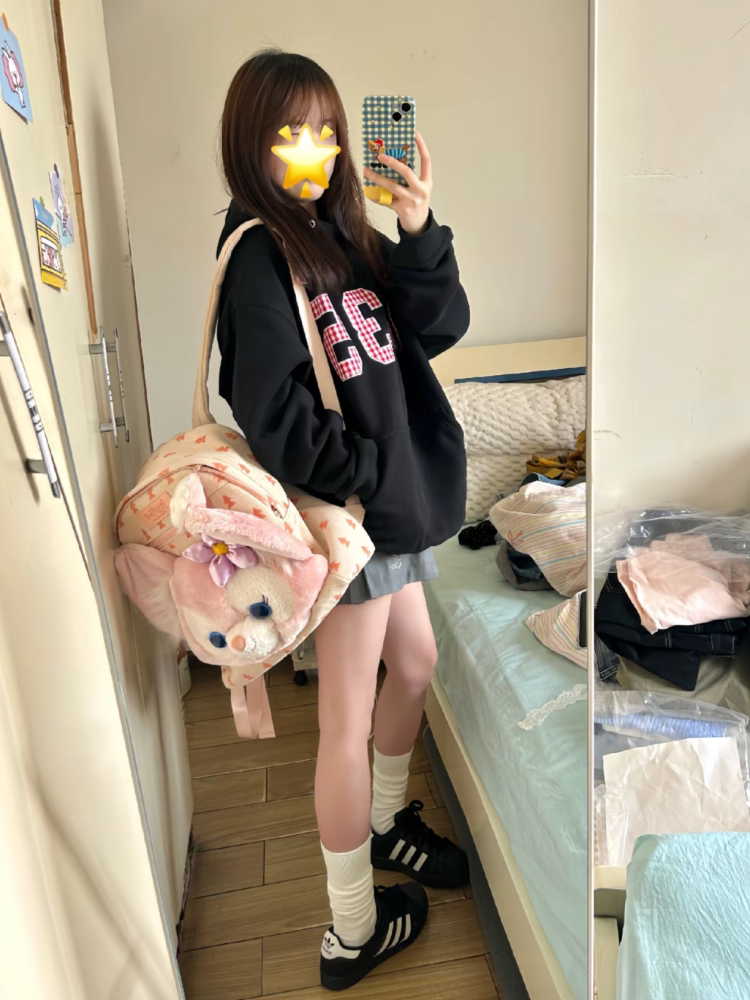 ギンガムレタリングフーディ
